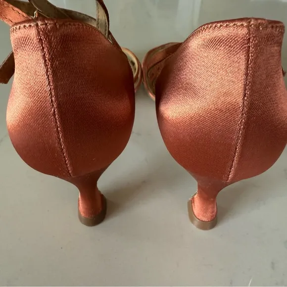 New Ray Rose Satin Dance Salsa Tango Shoes Size: 4 1/2 UK / 7 US