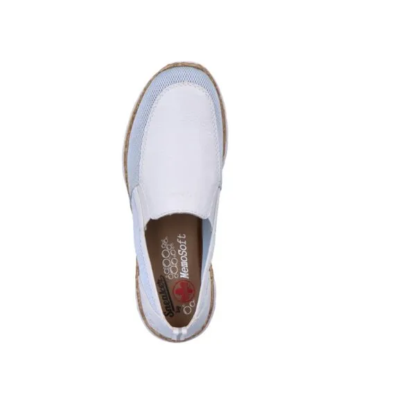 NEW RIEKER women Nikita Slip On Comfort Shoes Blue/White 253