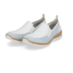 NEW RIEKER women Nikita Slip On Comfort Shoes Blue/White 253