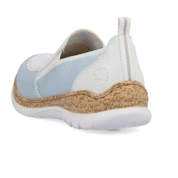 NEW RIEKER women Nikita Slip On Comfort Shoes Blue/White 253