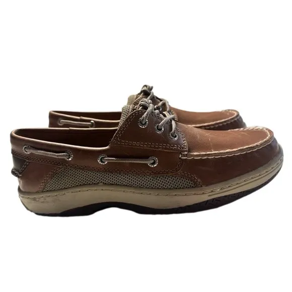 NEW!  Sperry Billfish 3-Eye Boat Shoes for Men - Dark Tan - 9