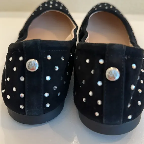 New Stuart Weitzman Black Suede Rhinestone Embellished Shoes. Size 7B.