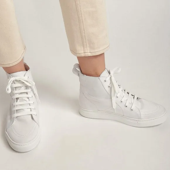 NEW! THAKOON 39/9 White Pull-On High Top Designer Sneakers Athletic Casual Shoes