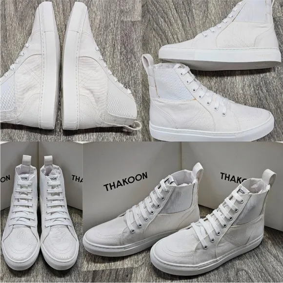 NEW! THAKOON 39/9 White Pull-On High Top Designer Sneakers Athletic Casual Shoes