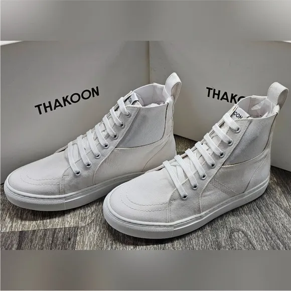 NEW! THAKOON 39/9 White Pull-On High Top Designer Sneakers Athletic Casual Shoes