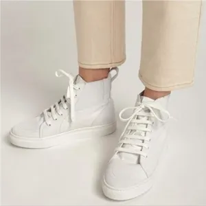 NEW! THAKOON 39/9 White Pull-On High Top Designer Sneakers Athletic Casual Shoes