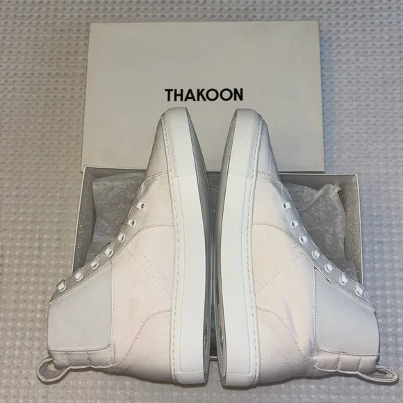 NEW! THAKOON 39/9 White Pull-On High Top Designer Sneakers Athletic Casual Shoes