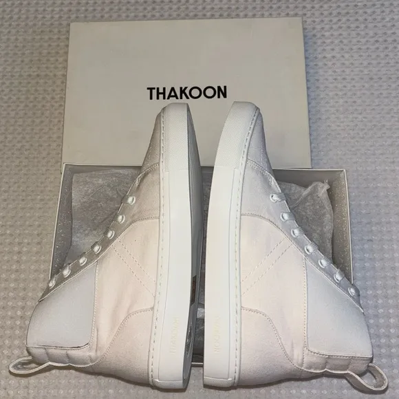 NEW! THAKOON 39/9 White Pull-On High Top Designer Sneakers Athletic Casual Shoes
