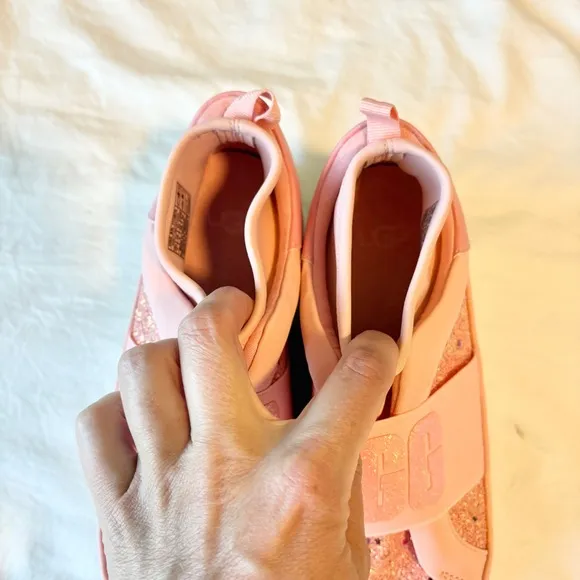 New UGG Nuetra Chunky Glitter Slip On Sneakers Pink Casual Shoes Sparkle Size 7