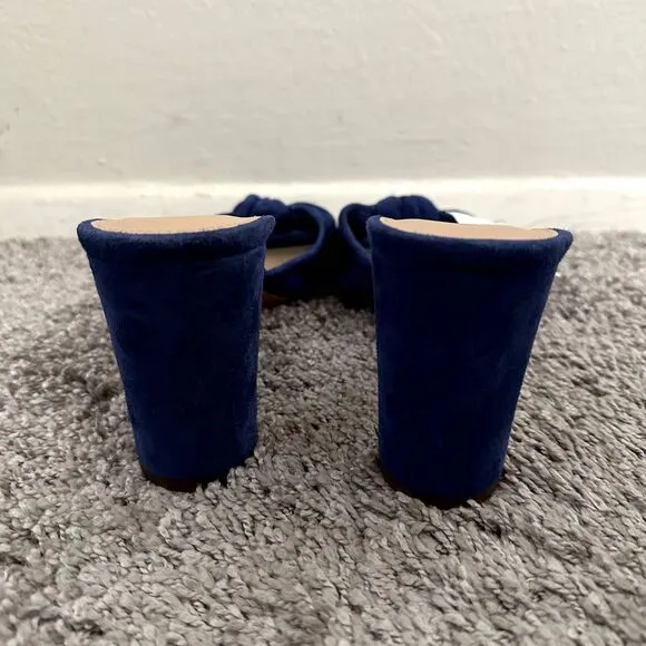 NEW Veronica Beard Ganita Knit-Front Heels in Blue Suede