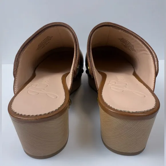 New Without Box J Crew Reversible Leather Wood Sole Brown Clogs Size 7.5