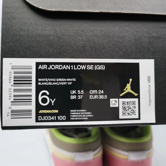 NEW Youth 6 | Women 7.5 Air Jordan 1 Low SE 'Pastel' - DJ0341-100