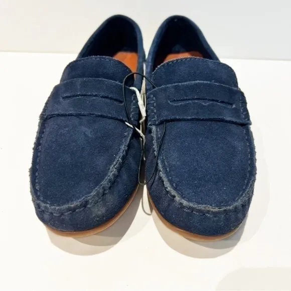 New Zara leather suede navy blue shoes