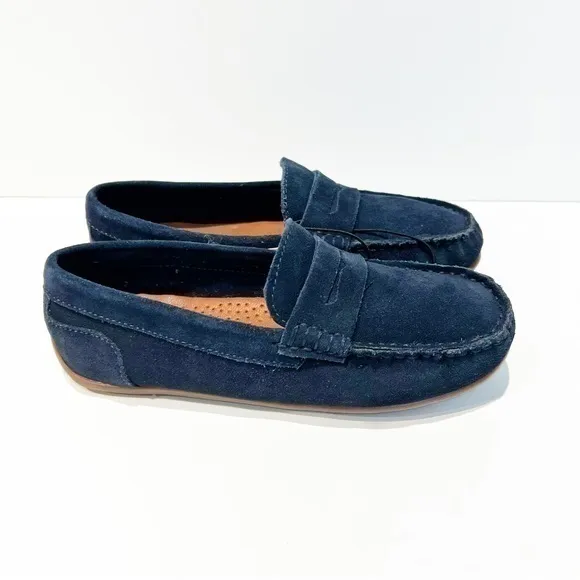 New Zara leather suede navy blue shoes