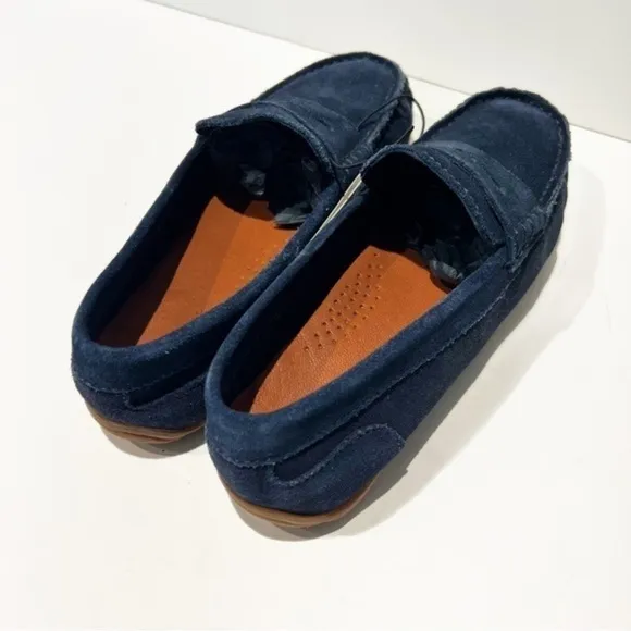 New Zara leather suede navy blue shoes