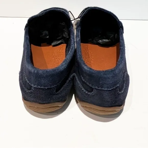 New Zara leather suede navy blue shoes