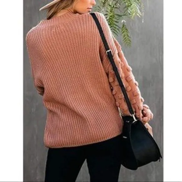 New Oversized Cluster Puff Sleeves Sweater