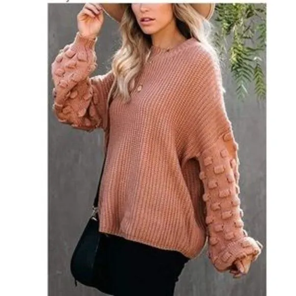 New Oversized Cluster Puff Sleeves Sweater