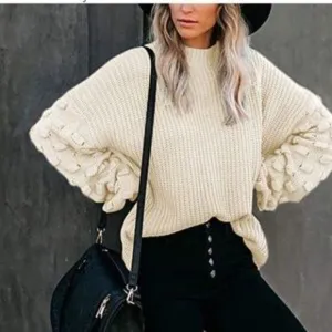 New Oversized Cluster Puff Sleeves Sweater