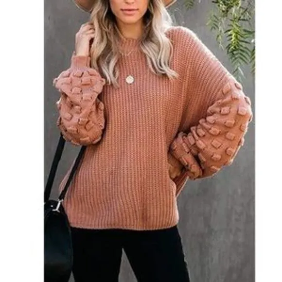 New Oversized Cluster Puff Sleeves Sweater