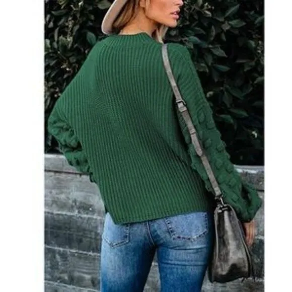 New Oversized Cluster Puff Sleeves Sweater