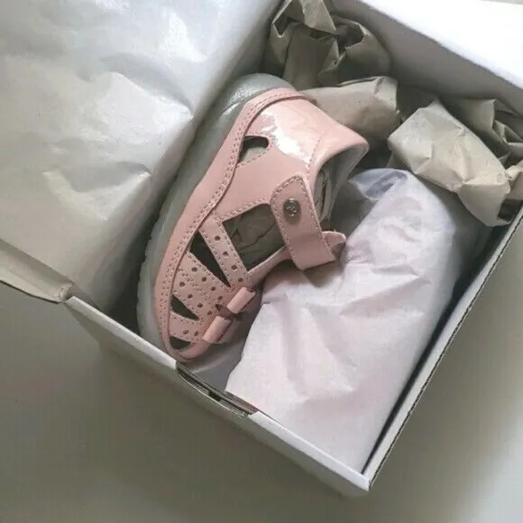 NIB Falcotto Italy Leather Bow Sandal Pink Baby Shoes 19=US Baby 4
