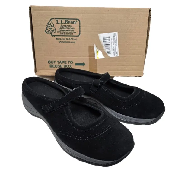 NIB L.L. Bean Comfort Black Mary Jane II Slide On Shoes 12M