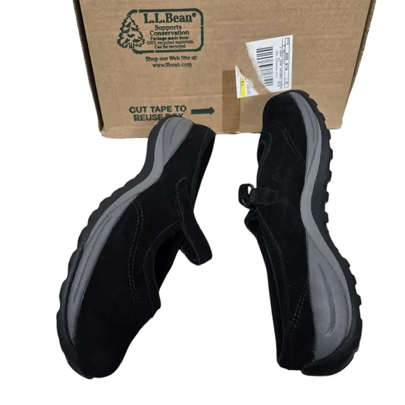 NIB L.L. Bean Comfort Black Mary Jane II Slide On Shoes 12M