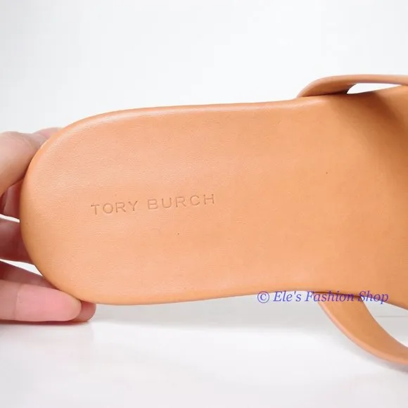 NIB Tory Burch Enamel Miller Soft Leather Sandals Natural Vachetta 7 7.5 8 9 9.5