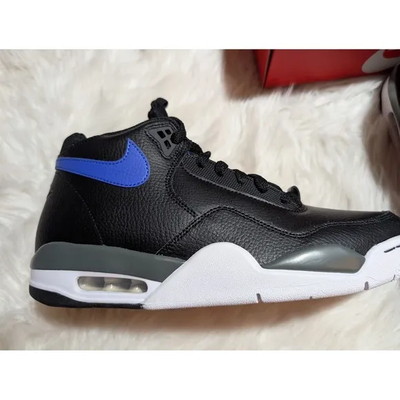 Nike Air Flight Mid Top Basketball Shoes Black Blue Sneakers Size 10 NIB