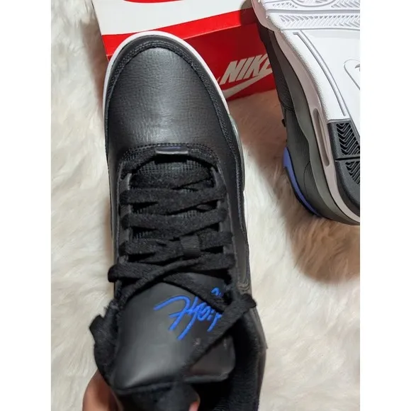 Nike Air Flight Mid Top Basketball Shoes Black Blue Sneakers Size 10 NIB
