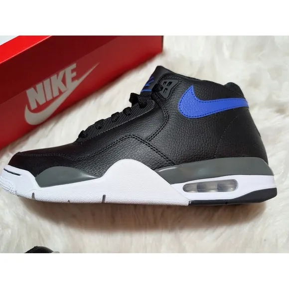 Nike Air Flight Mid Top Basketball Shoes Black Blue Sneakers Size 10 NIB