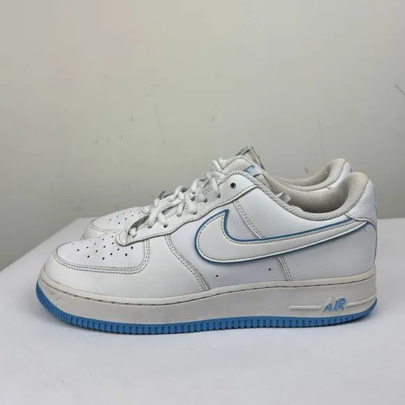 Nike Air Force 1 '07 Low White University Blue Sole Sneakers Shoes Men's 9.5