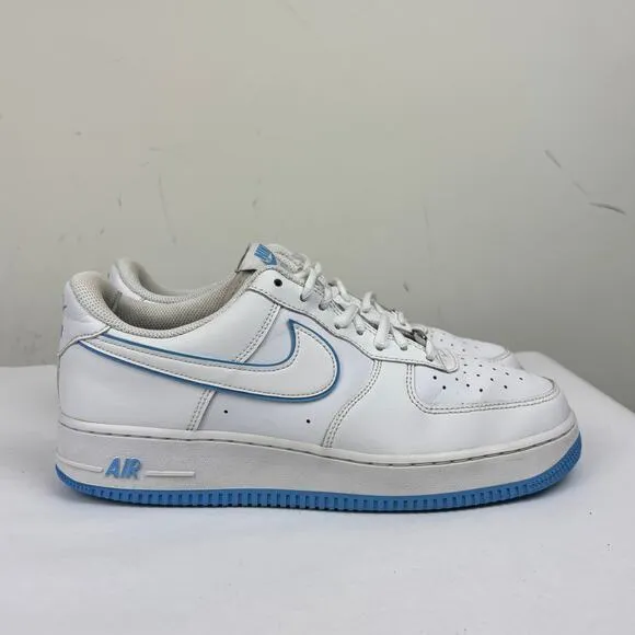 Nike Air Force 1 '07 Low White University Blue Sole Sneakers Shoes Men's 9.5