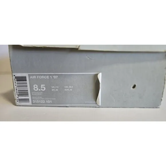 Nike Air Force 1 '07 White Black 315122-101 2007 Men’s Sneakers Size 8.5 READ