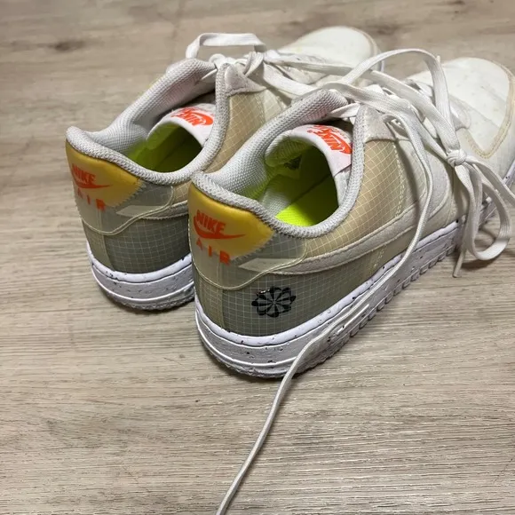 Nike Air Force 1 Crater Low White Orange Sneakers Mens Size 11 DH2521-100