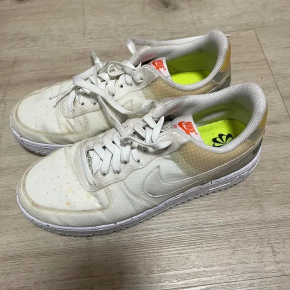 Nike Air Force 1 Crater Low White Orange Sneakers Mens Size 11 DH2521-100