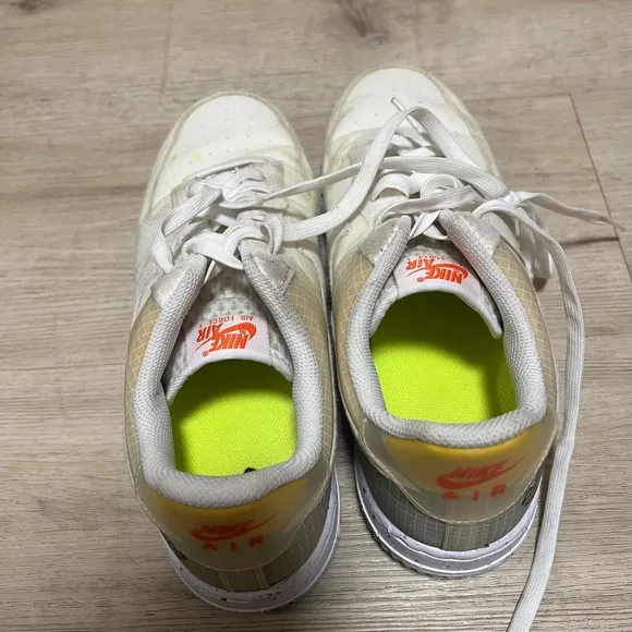 Nike Air Force 1 Crater Low White Orange Sneakers Mens Size 11 DH2521-100