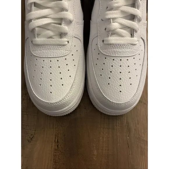 Nike Air Force 1 Low Men Size 12 White/Black Pebbled Leather (CT2302 100)