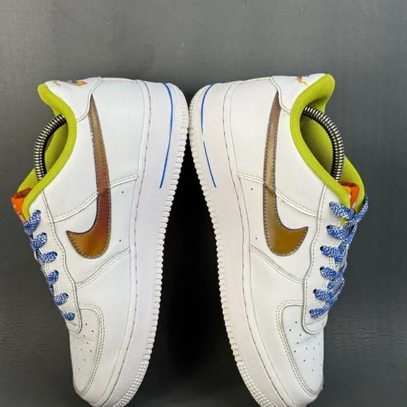 Nike Air Force 1 Low Color-Shift Swoosh White sneaker shoes women size 9 (Y7)