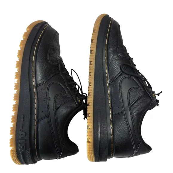 Nike Air Force 1 Luxe DB4109-001 Men's Black and Tan Sneakers