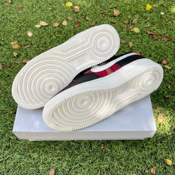 Nike Air Force 1 red black gingham shoes