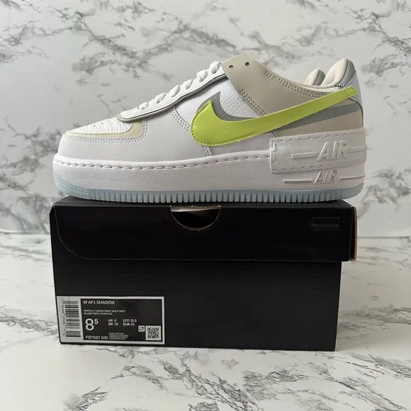 Nike Air Force 1 Shadow White Lemon Twist Athletic Shoes FB7582 Women Size 8.5