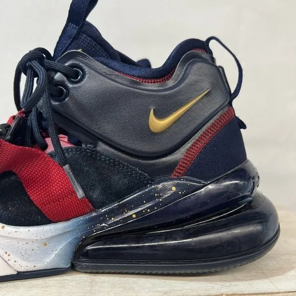 NIKE AIR FORCE 270 Dream Team Navy Blue/Red/Gold hi top suede Men’s 8 AH6772-400