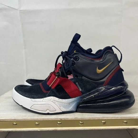 NIKE AIR FORCE 270 Dream Team Navy Blue/Red/Gold hi top suede Men’s 8 AH6772-400