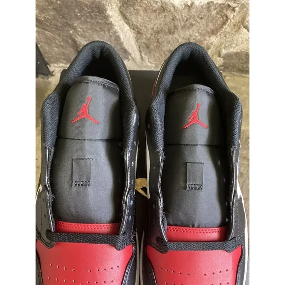 Nike Air Jordan 1 Low Bred Toe 2.0 Black Red Shoes Men Size 11 New