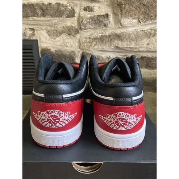 Nike Air Jordan 1 Low Bred Toe 2.0 Black Red Shoes Men Size 11 New