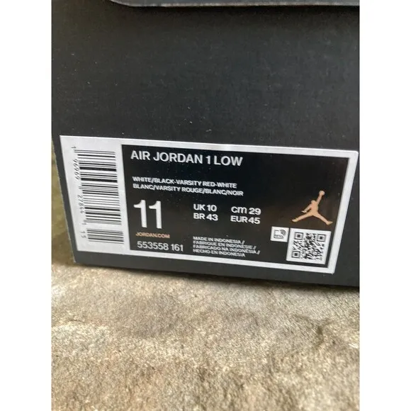 Nike Air Jordan 1 Low Bred Toe 2.0 Black Red Shoes Men Size 11 New