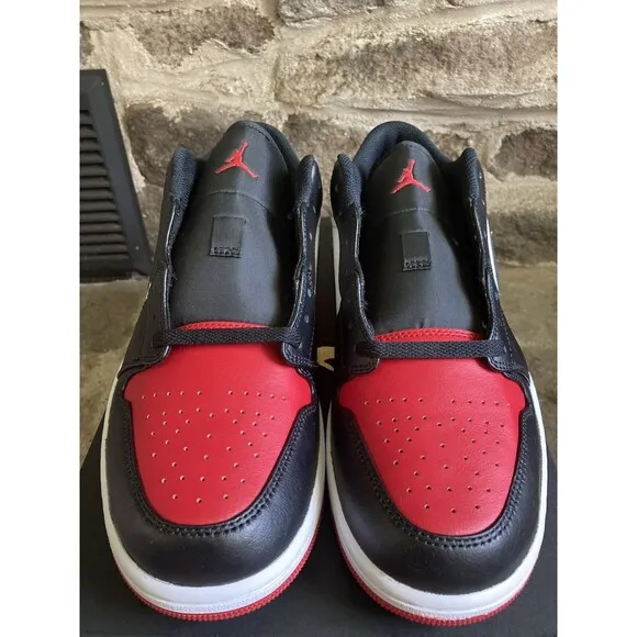 Nike Air Jordan 1 Low Bred Toe 2.0 Black Red Shoes Men Size 11 New