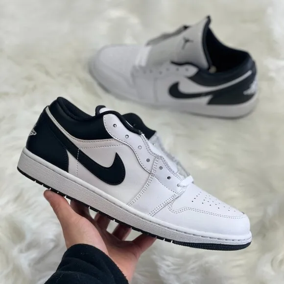 Nike Air Jordan 1 Low White Black Mens Casual Shoes 553558-132 NEW Size 10